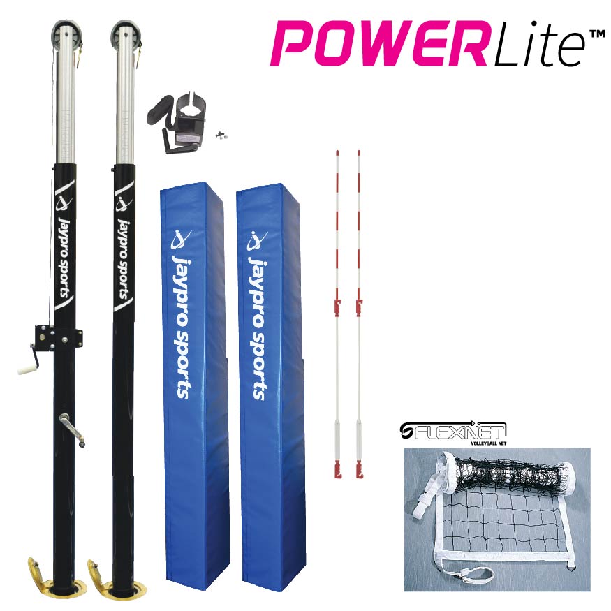 Jaypro volleyball system for a school gym